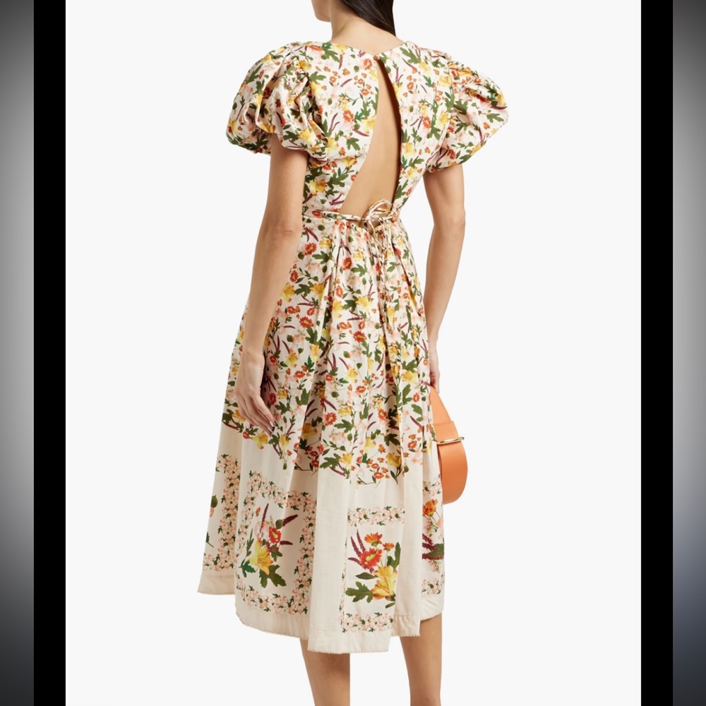 Agua by Agua Bendita NWT Chontaduro Clementina Puff Sleeve Midi Dress